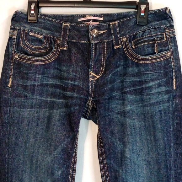 Rerock For Express Barely Boot Women's Low Rise Blue Denim Jeans Size 4L - Picture 2 of 8